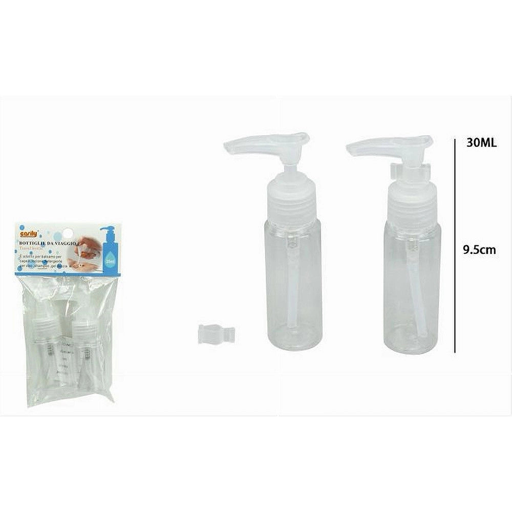Trade Shop - Set 4pz Bottiglia Da Viaggi Vuota Trasparente 30ml Dispenser Con Erogatore 79388 -