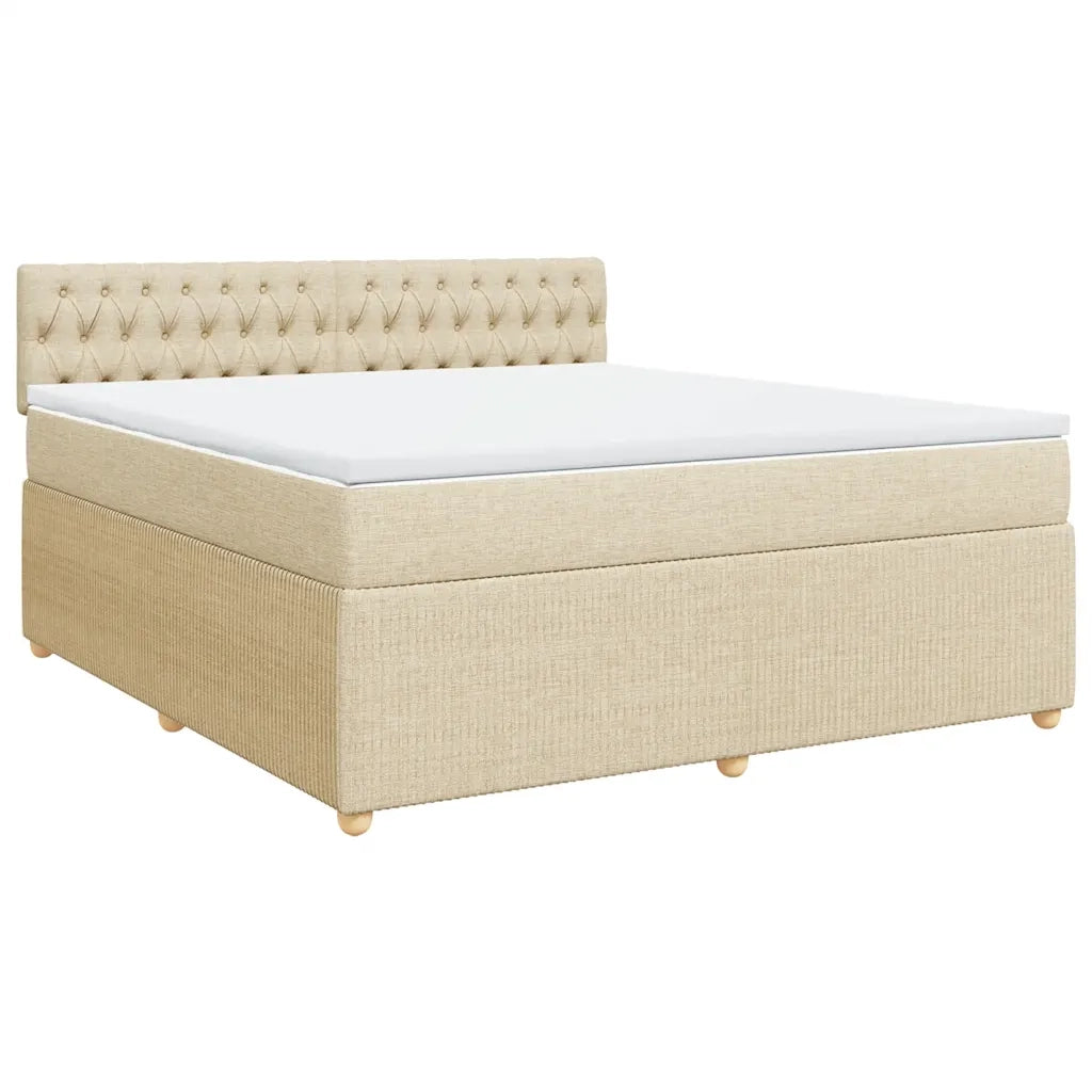 vidaXL Giroletto a Molle con Materasso Crema 180x200 cm in Tessuto