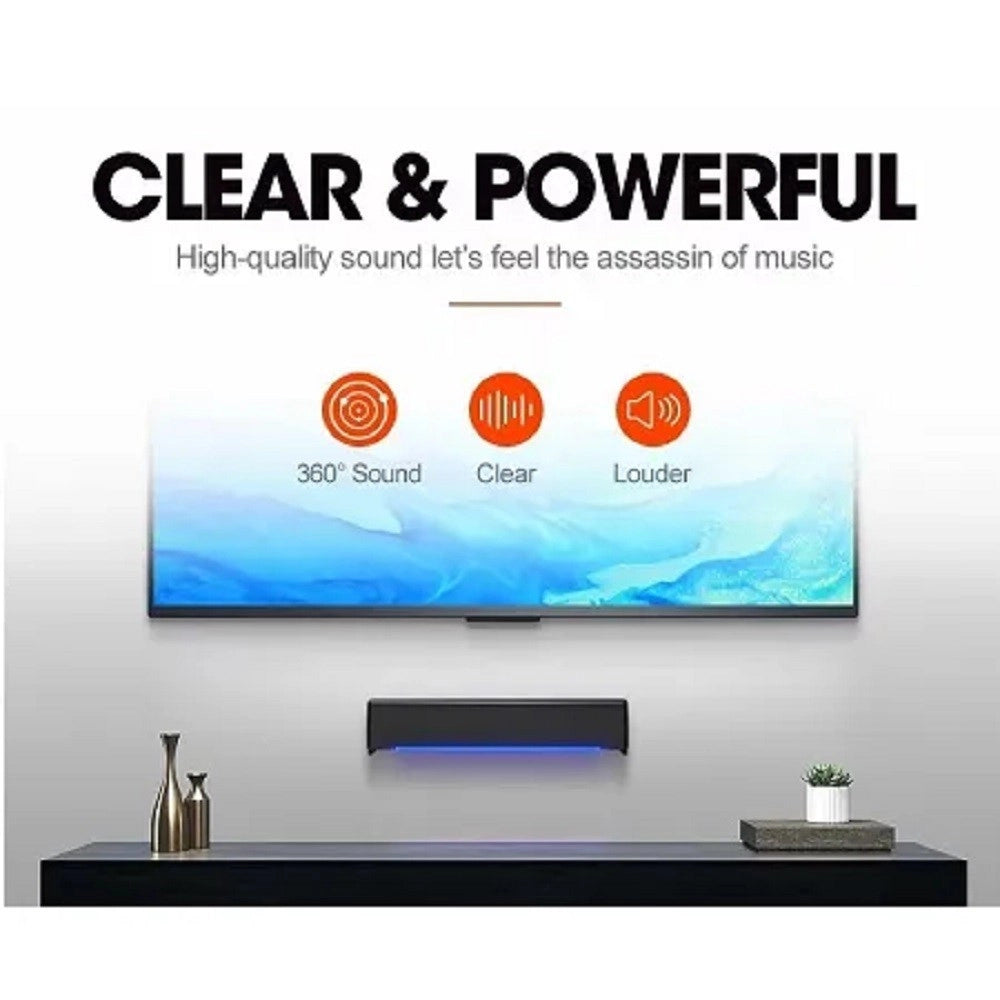 Trade Shop - Altoparlanti Q-t125 Speaker Soundbar Per Pc Potenziamento Bassi E Led Alla Base -