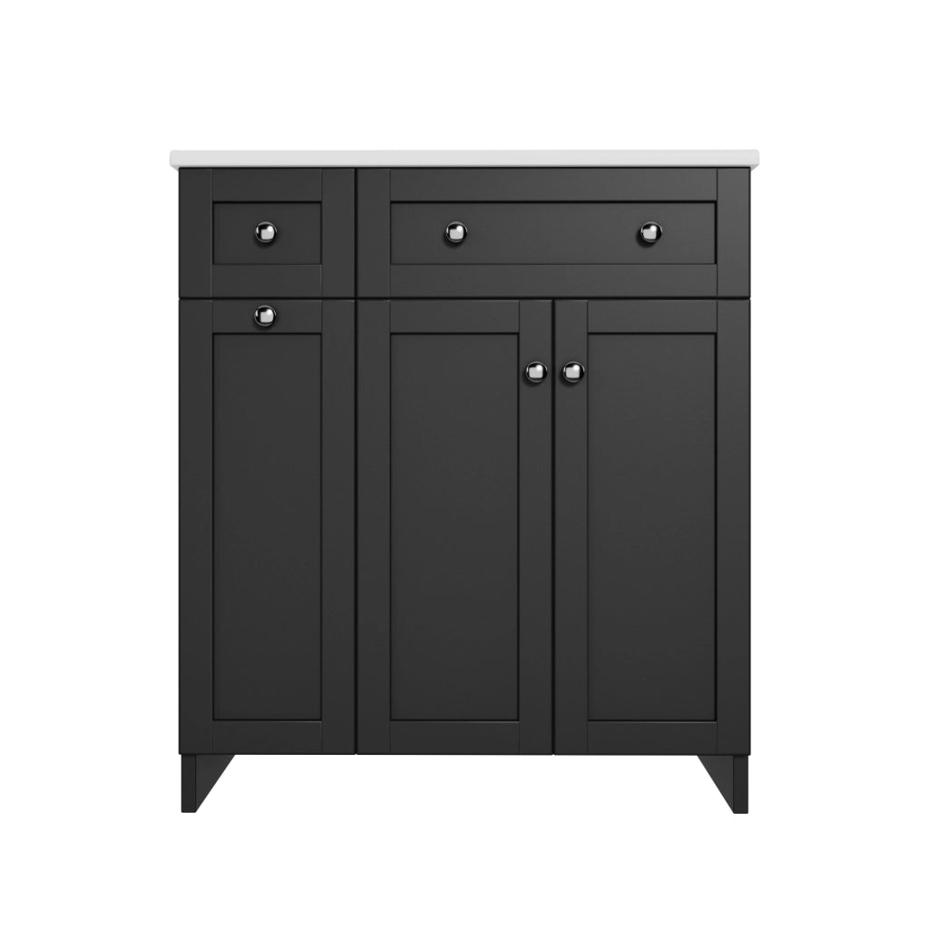 Mobile da bagno con 1 anta e 3 cassetti; lavabo in ceramica - 76×47×86 cm - nero