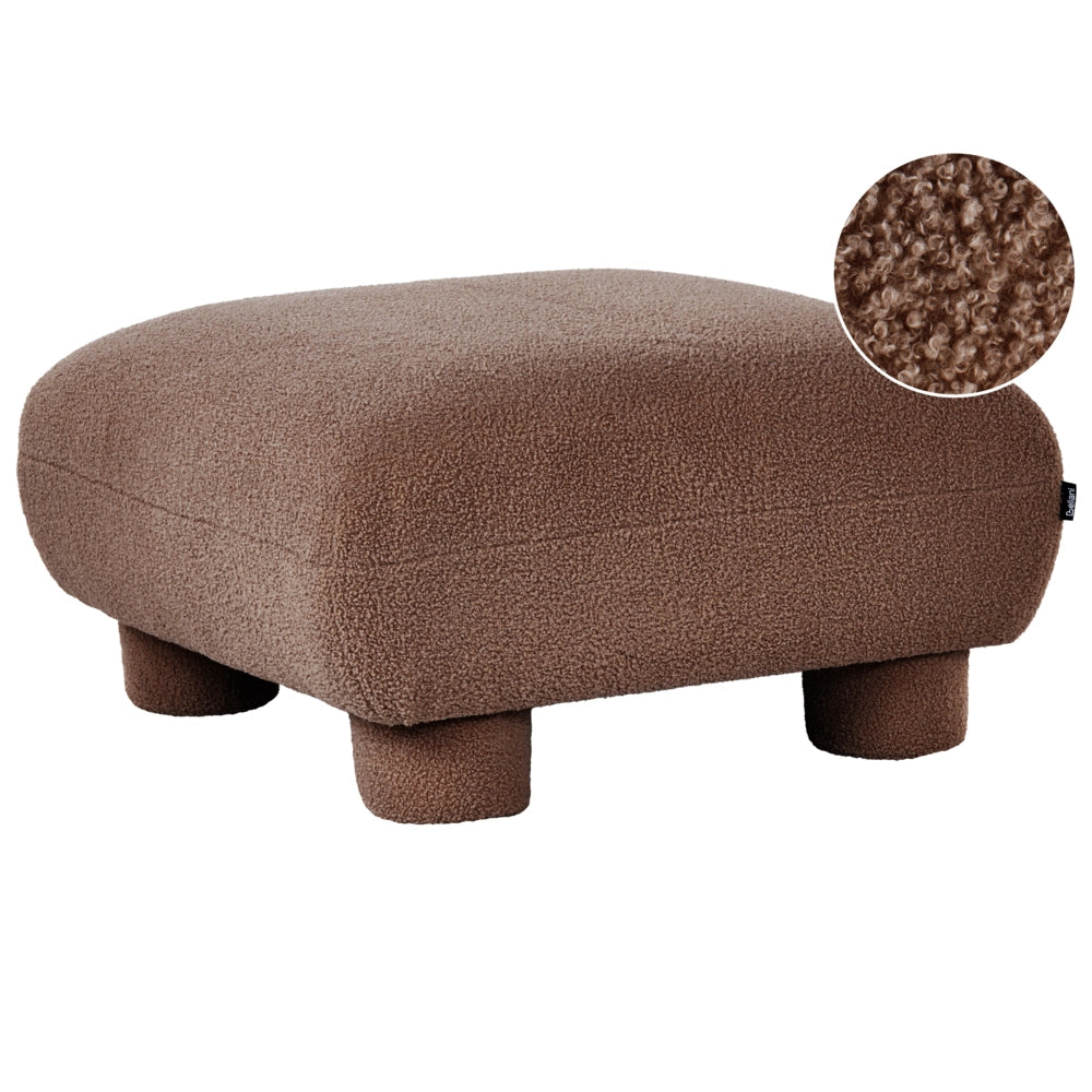 Pouf modulare singolo a profilo ribassato in tessuto bouclé marrone
