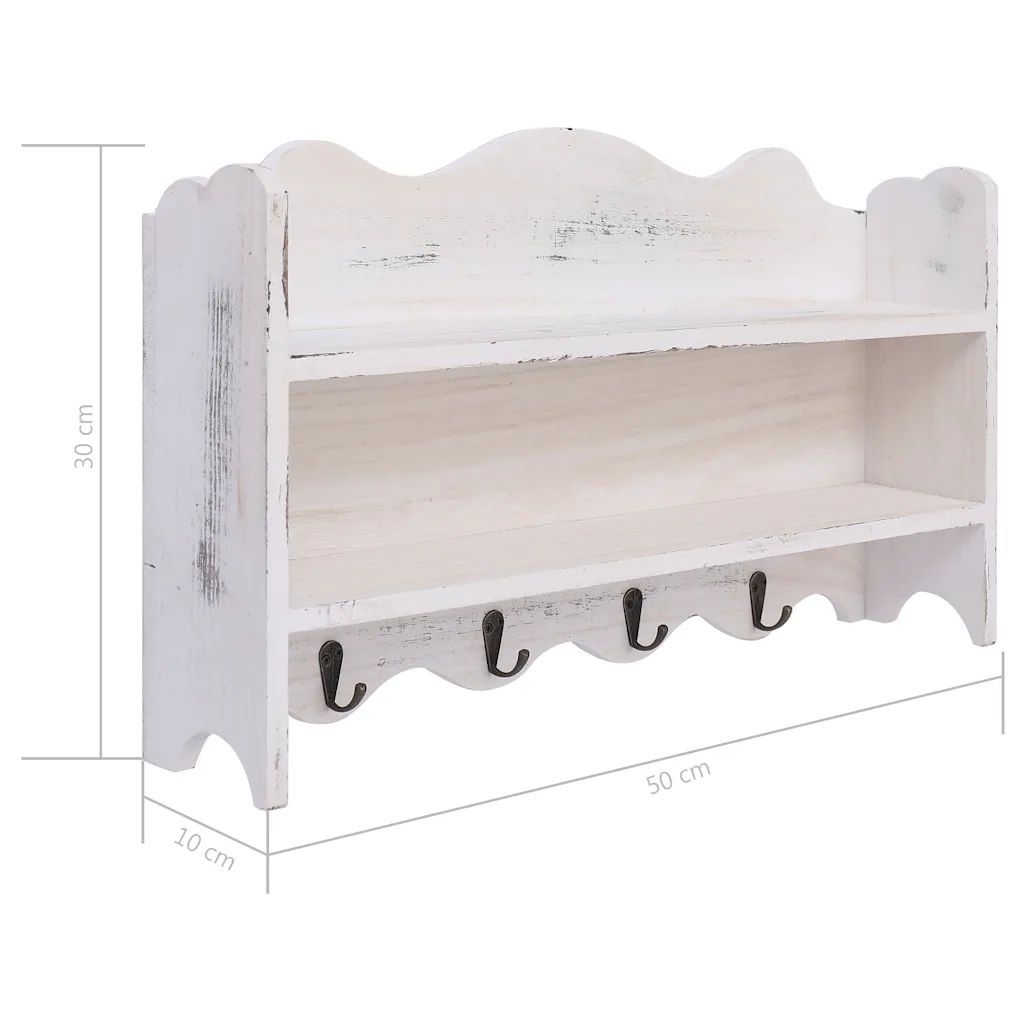 Appendiabiti a Muro Bianco 50x10x30 cm in Legno CFW1653585