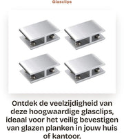 Clip per vetro doppio lato - Beugel per vetro in alluminio - Design anti-scivolamento - Adatto per vetro spesso 10-12 mm - Facile da installare - Duraturo e inox - Beugel per vetro.