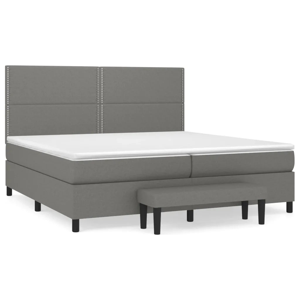 Giroletto a Molle con Materasso Grigio Scuro 200x200 cm Tessuto 3136542