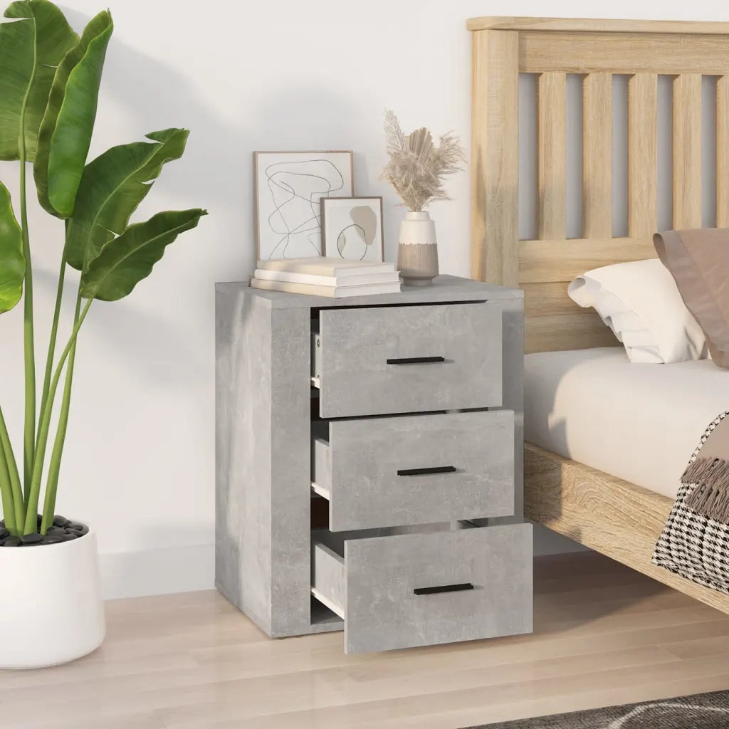 Comodino Grigio Cemento 50x36x60 cm in Legno Multistrato 816716