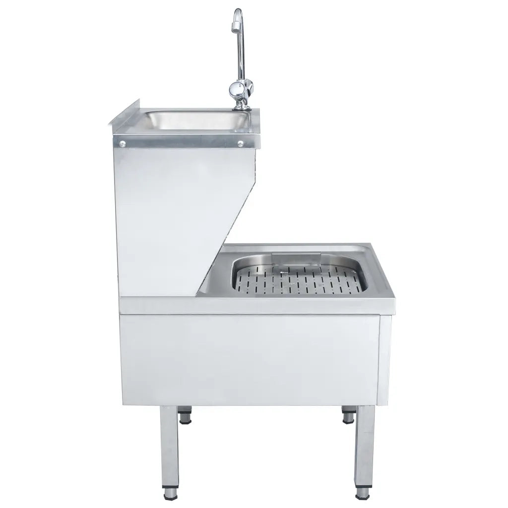 Lavandino Commerciale con Rubinetto da Pavimento Acciaio Inox 51116