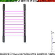 Barriera Infrarossi Attivi 10 Multifasci Segnalazione Intruso Rispetto a Quanti Fasci Interrotti Secondo Programmazione Relè Libero Tamper Esclusione Led e Cicalino Alimen 12 V Misure H2000XL30XP30 mm