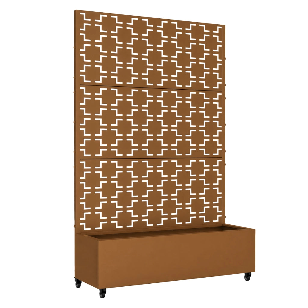 Fioriera con Spalliera Aaskis a Rotelle in Acciaio 190 x 120 x 38 cm - Marrone casa.pro