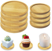 8 pezzi di sostegni in legno rotondo, 2 misure di sostegni in bambù, sostegni in legno per vasi, bicchieri, candele, sostegni per piante in bambù, sostegni in legno per candele, sostegni per spa in legno.
