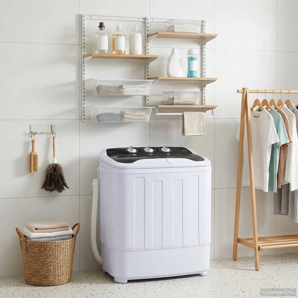 Mini lavatrice con doppio tubo 3,6 kg Nero e Bianco 42039109