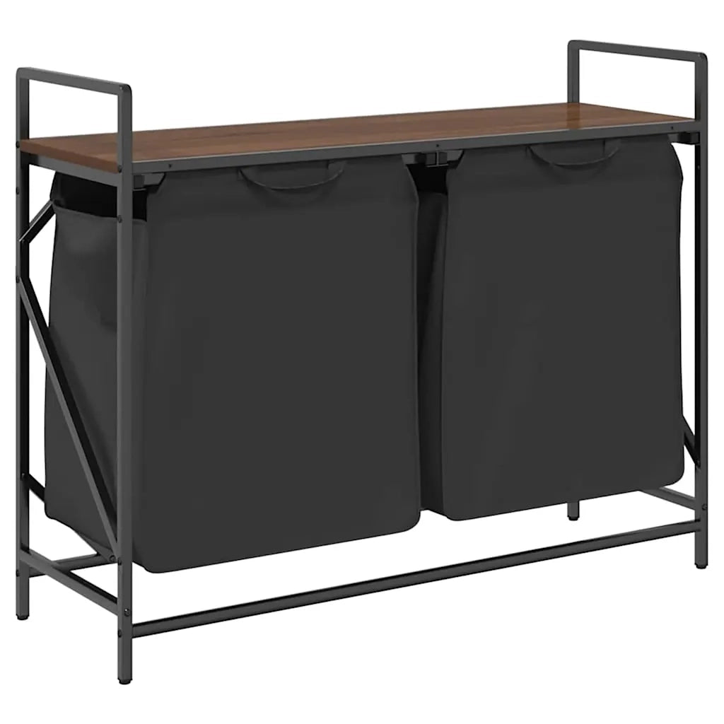 Cesto della Biancheria 2 Scomparti con Ripiano Rovere Marrone CFW8196067