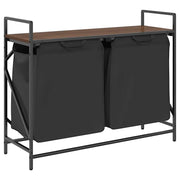 Cesto della Biancheria 2 Scomparti con Ripiano Rovere Marrone CFW8196067