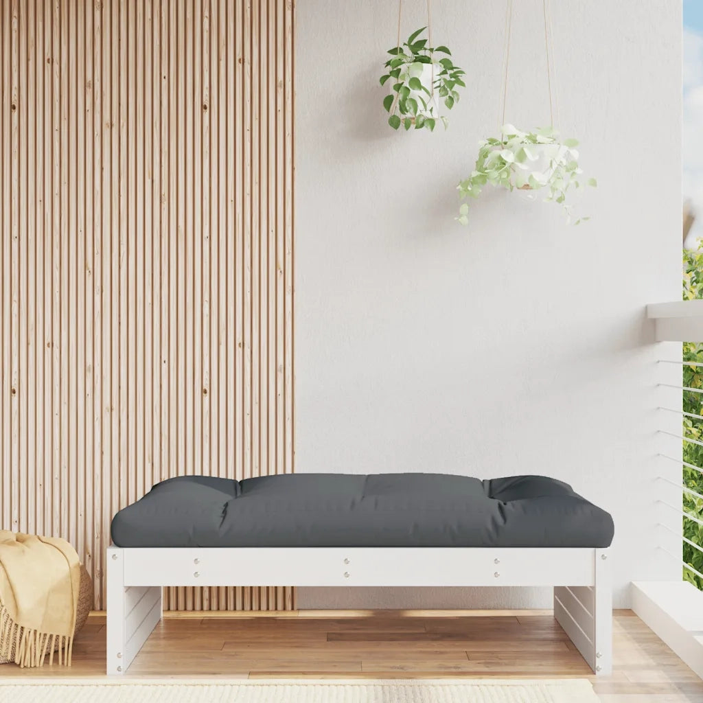 Sedia da giardino-Poggiapiedi da Giardino 120x80 cm Legno Massello di Pino Bianco 220761