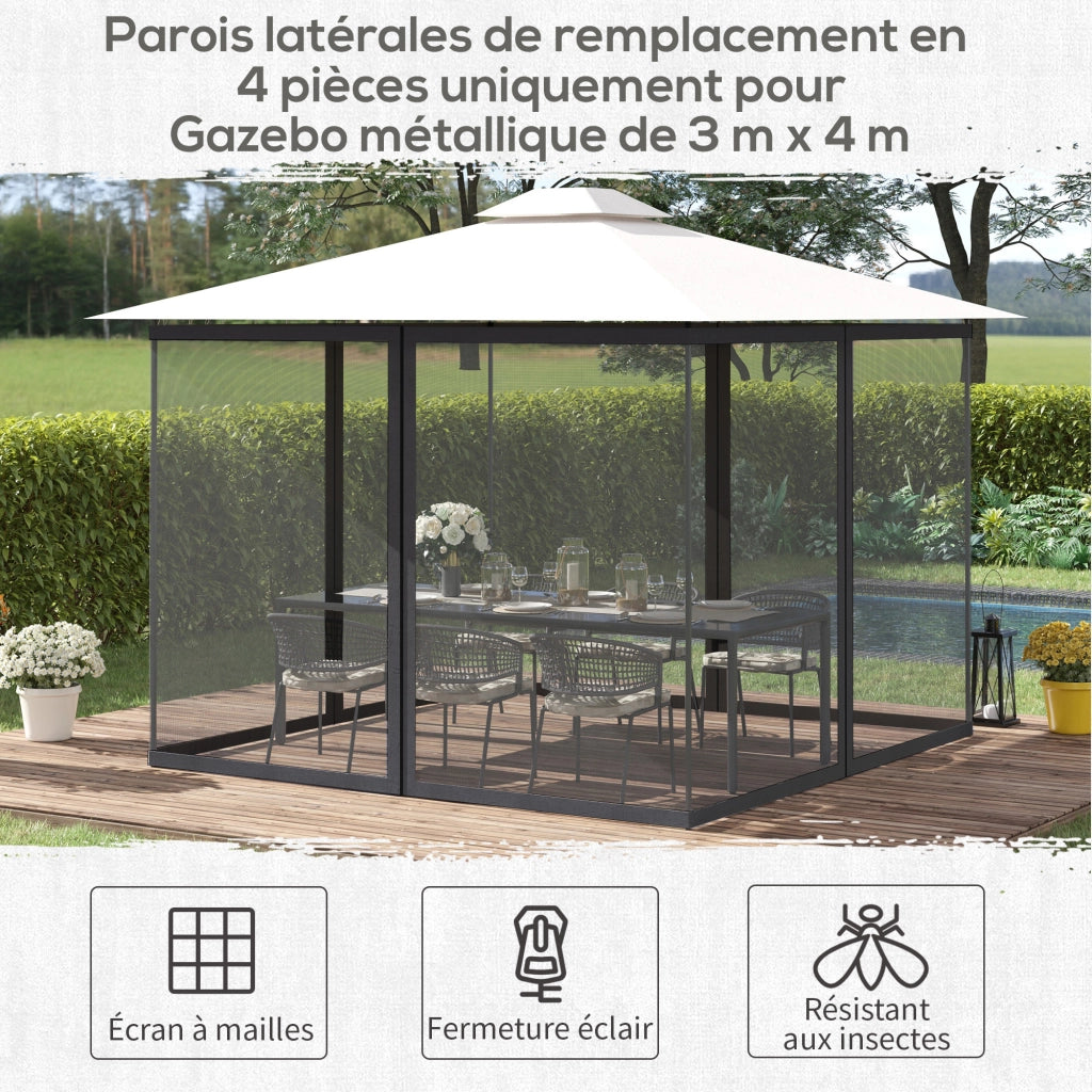 Zanzariere per gazebo giardino ¨C zephmum ¨C 4 pezzi per 3x4m grigio