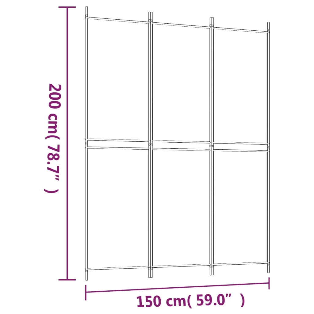 Divisorio Ambienti | Divider per stanze | Paravento a 3 Pannelli bianco 150x200 cm in Tessuto