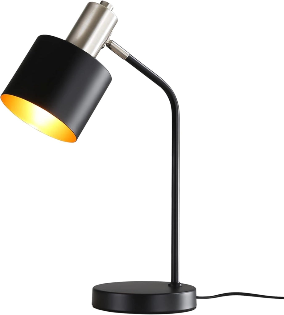 ZMH Lampada da tavolo vintage nera oro E27 cavo lettura per soggiorno comodino