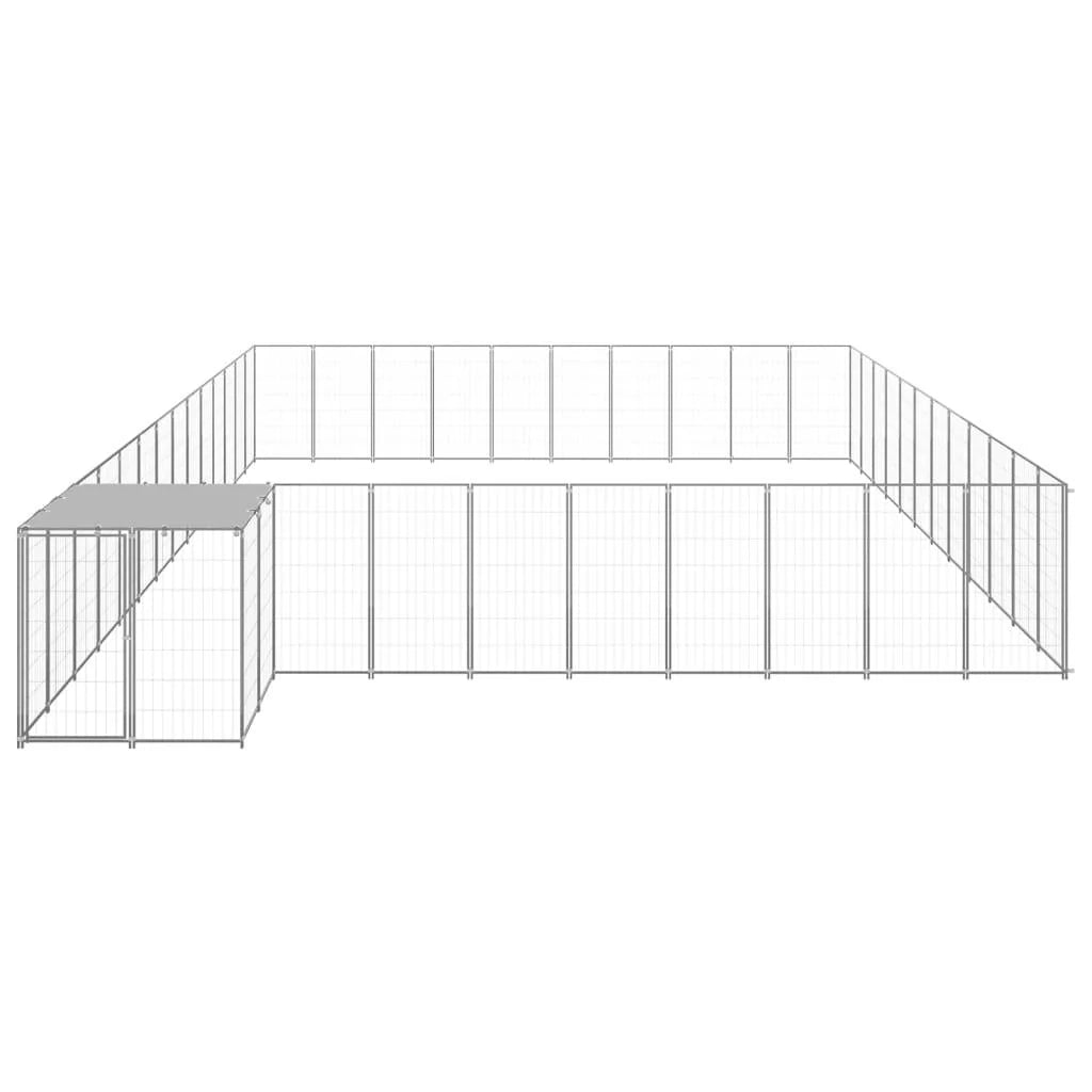 Recinto per animali da esterno per cani in acciaio color argento 37,51 m² 02_0000274