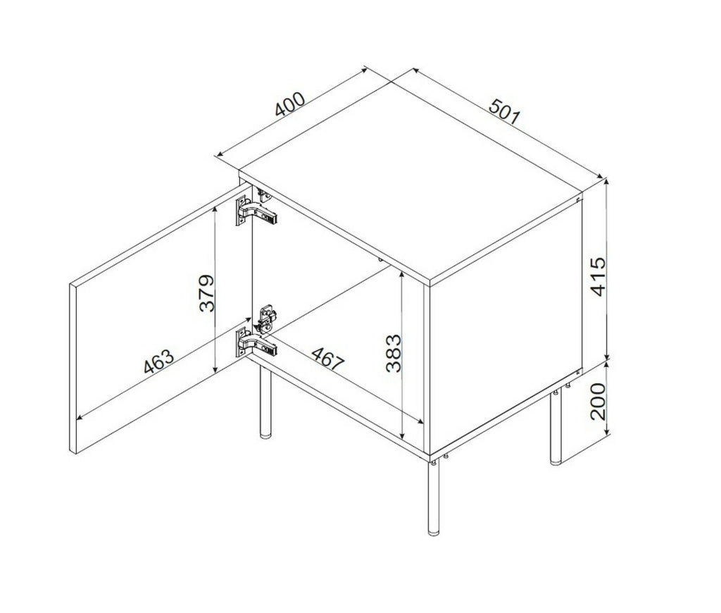 Ussana, Comodino un Ripiano, 50x40x61.5h cm Beige