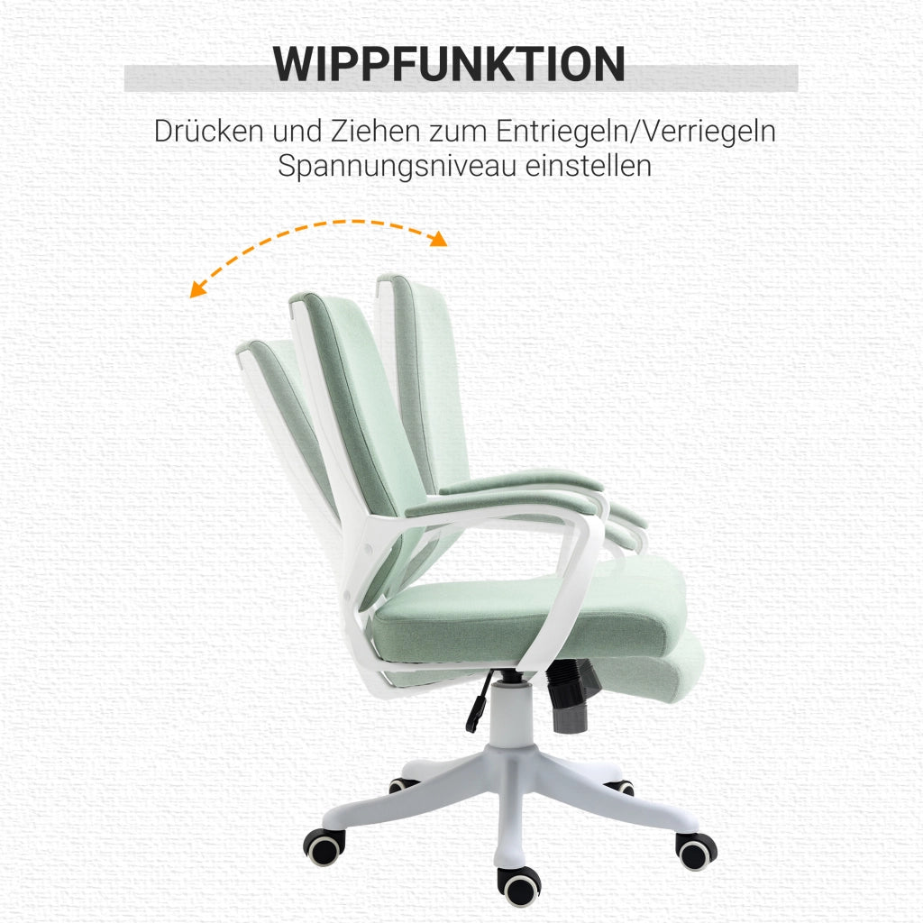 Sedia da ufficio ergonomica 360° con supporto lombare e funzione basculante, in poliestere verde 62 × 69 × 92-100 cm