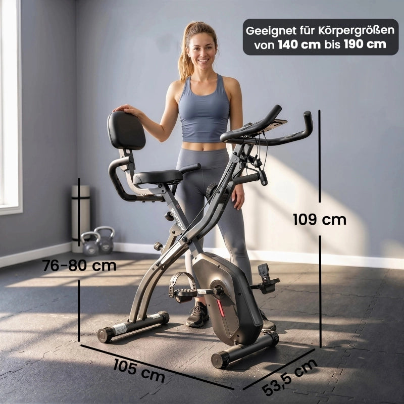 CYCLETTE 3 in 1 pieghevole nera in acciaio con Bluetooth e display LCD