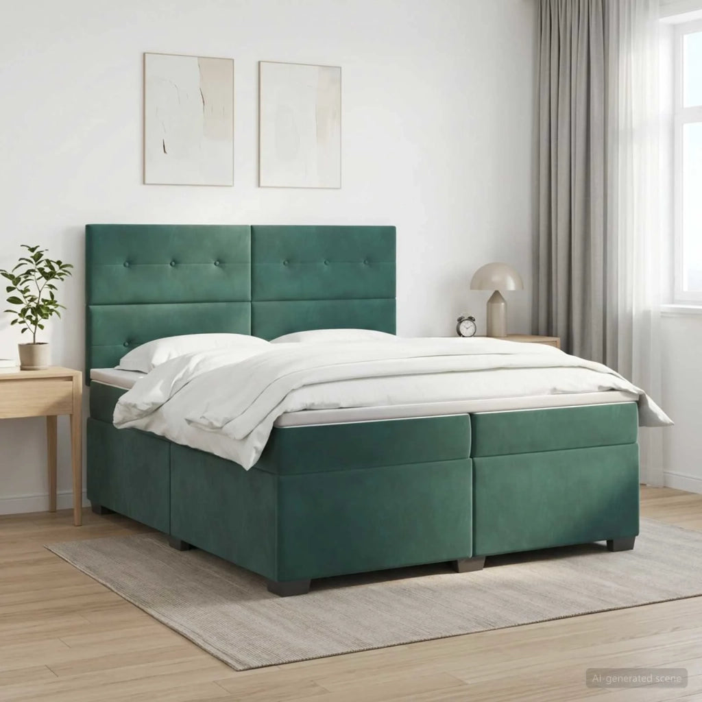 Letto box spring con materasso Verde Scuro 200 x 200 cm Velluto 3455177