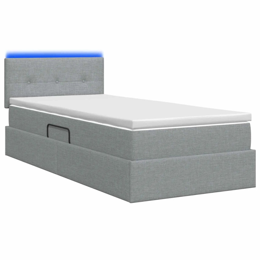 Letto con contenitore LED e materasso Grigio Chiaro 90 x 200 cm 3459036