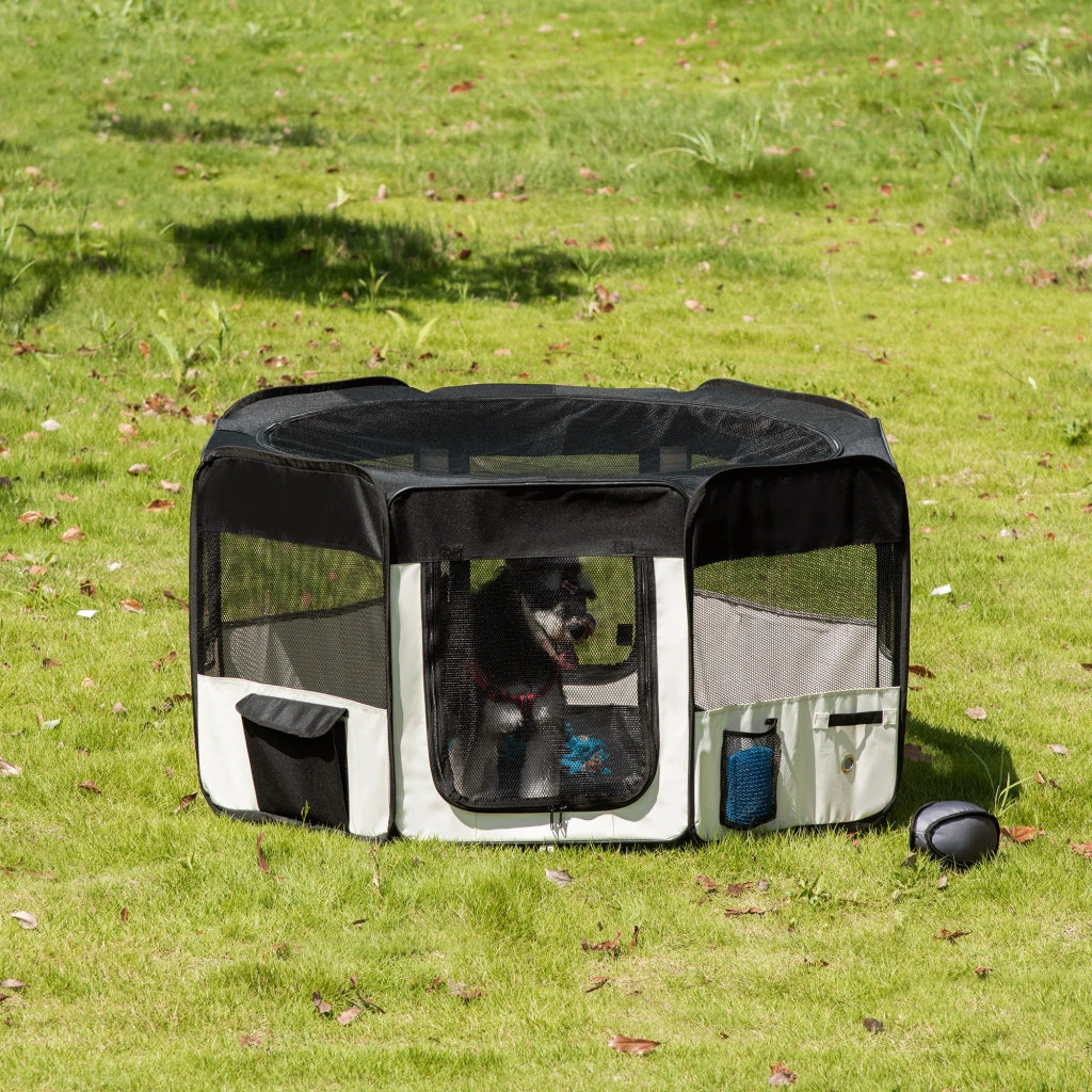 Recinto Pieghevole per Cani ¨C zephmum ¨C 8 Panelli, Nero, ?120x58 cm
