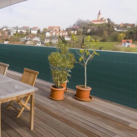 Schermo per giardino in PVC da 1,4x4m per la privacy - separazione per giardino e schermo per balcone da 1,4x4m - colore verde