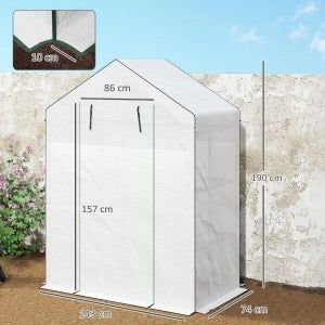 SERRA 143x74x190 cm in plastica bianca con ripiani e porta avvolgibile
