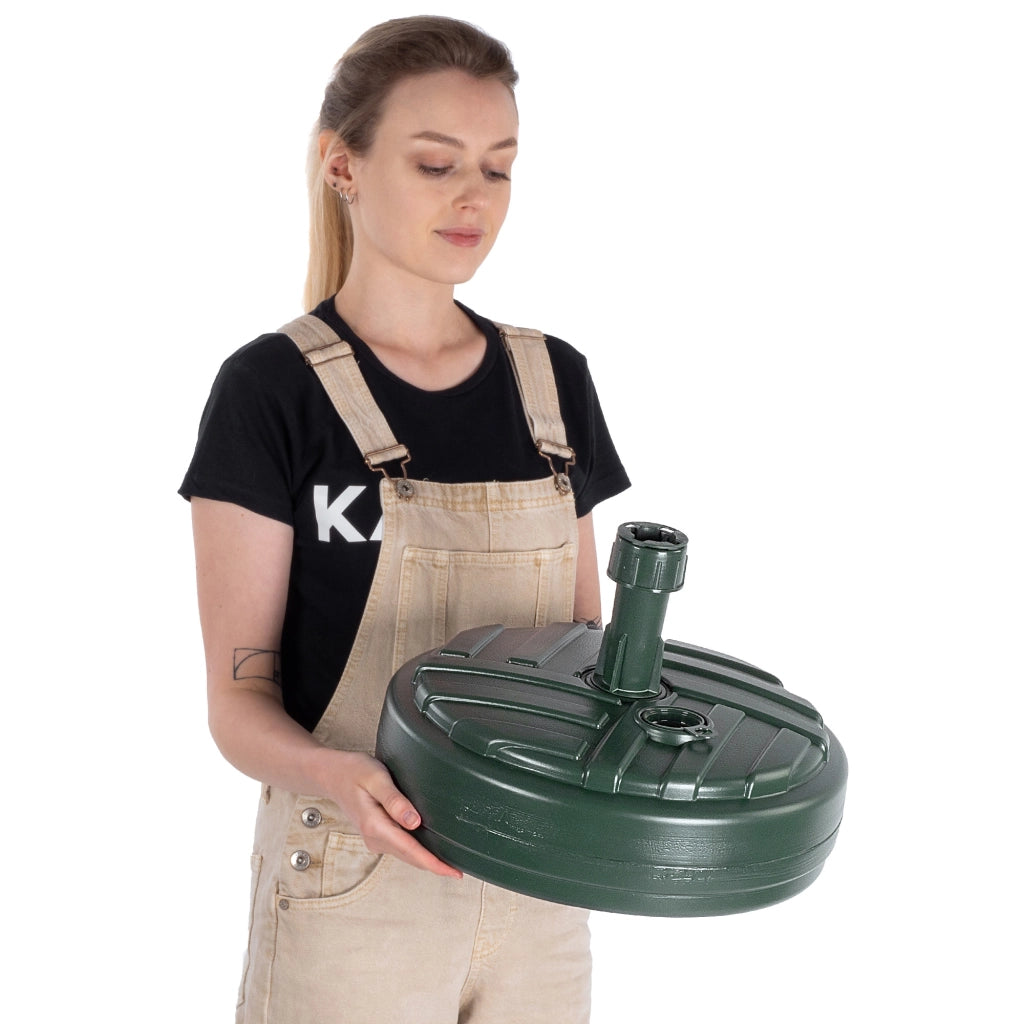Base per ombrellone da giardino KADAX, rotonda, 39 cm, con peso, verde.