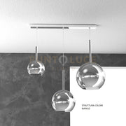 SOSP. BIANCO RETTANGOLARE 3 LUCI VETRI (1 X GRANDE+ 1 X MEDIO+ 1 X PICCOLO)TUTTI CROMO 1155BI-S3 RMIX-CR