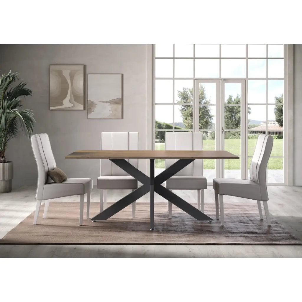 Tavolo da pranzo GWEN – 180 x 90 cm – Legno scuro Mercurio e metallo