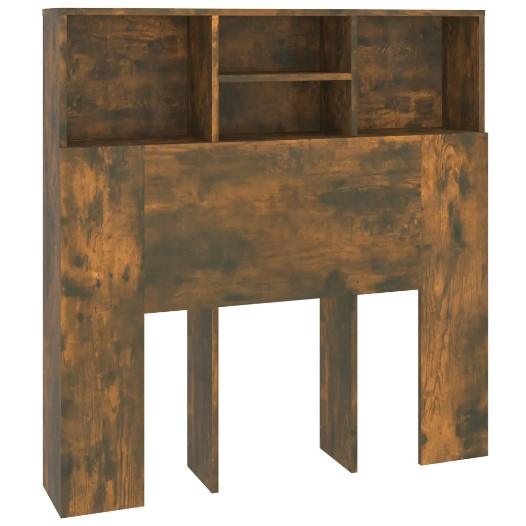 Testiera con Contenitore-Testata del letto Rovere Fumo 100x19x103,5 cm