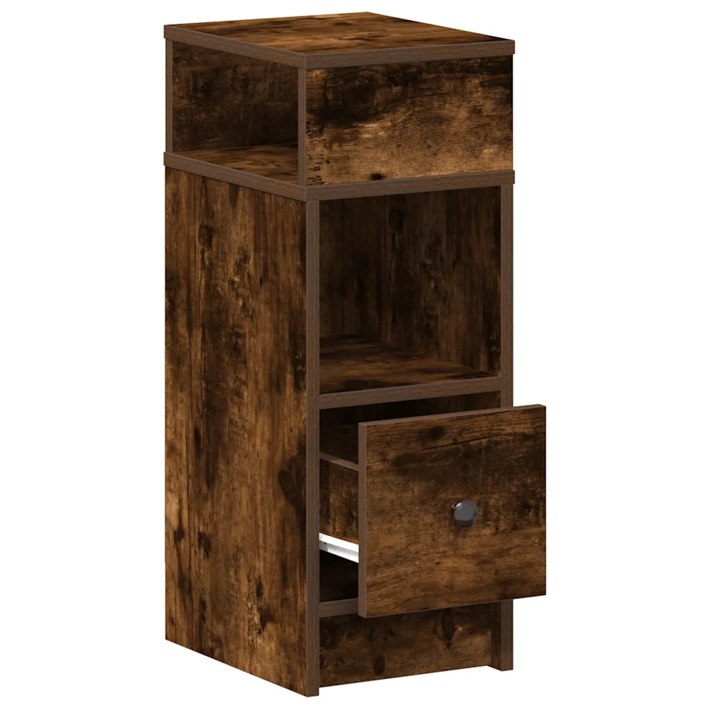 Comodini 2 pz con Cassetto Rovere Fumo 25x31x66 cm 858623
