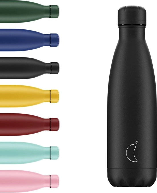 Fiasco in acciaio inossidabile riciclabile - impermeabile e non bagnato - 260ml - completamente nero