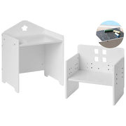 Set di tavolo e sedia con gambe in MDF bianco e legno di pino con piano in lavagna Montessori per camera dei bambini in stile scandinavo