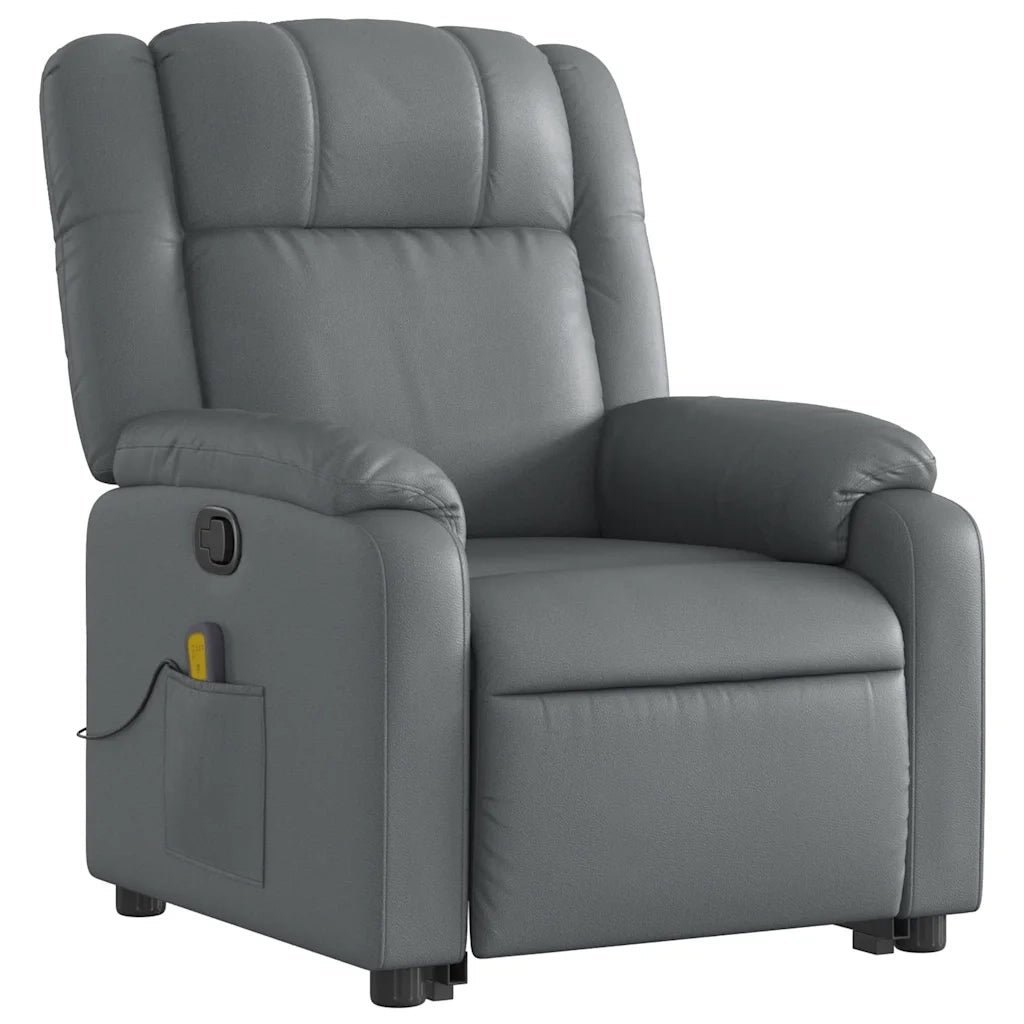 Poltrona Alzapersona Reclinabile Massaggio Grigio Similpelle 3205160