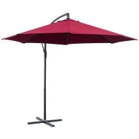 Ombrellone da Giardino 3x2.5 m a Braccio Inclinabile con Manovella, Rosso Scuro