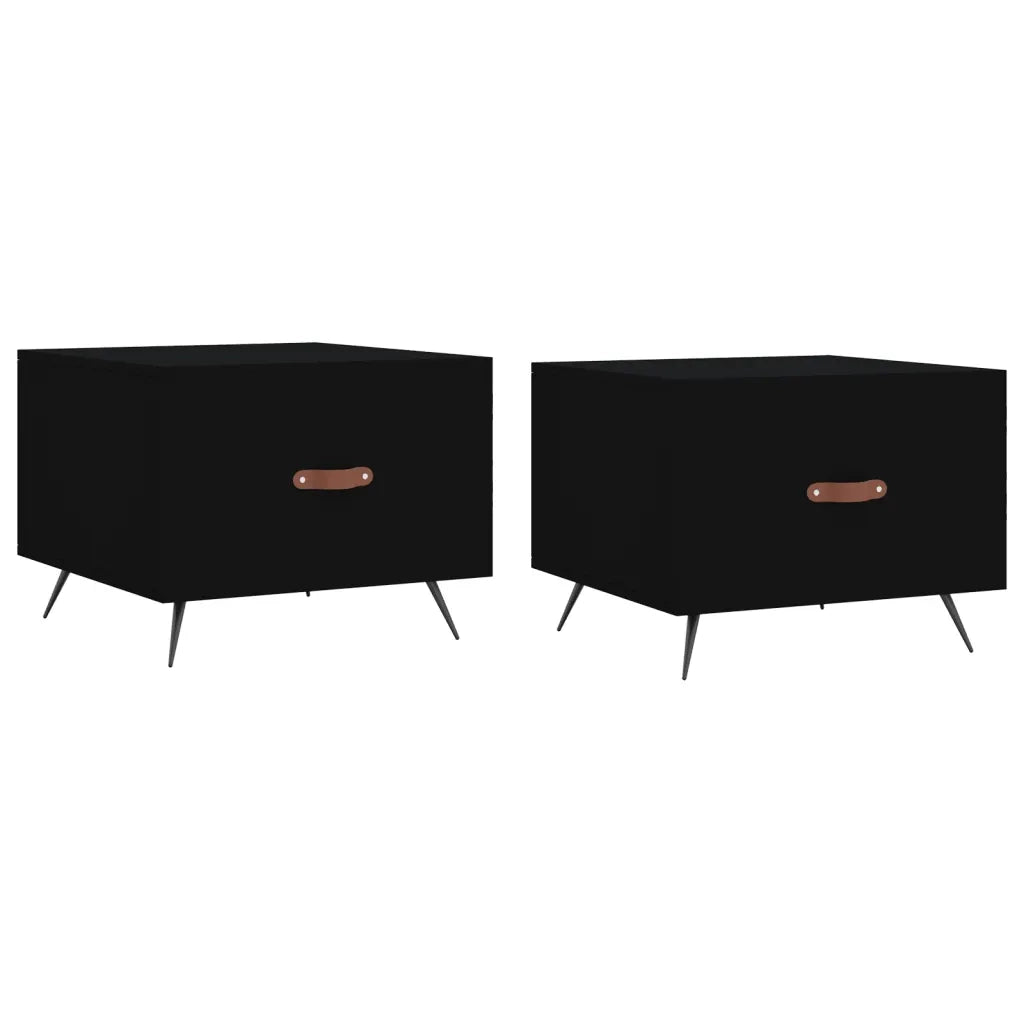 2 pz Tavolini da salotto | Tavolino da caff¨¨ | Tavolino da Soggiorno Neri 50x50x40 cm in Legno Multistrato