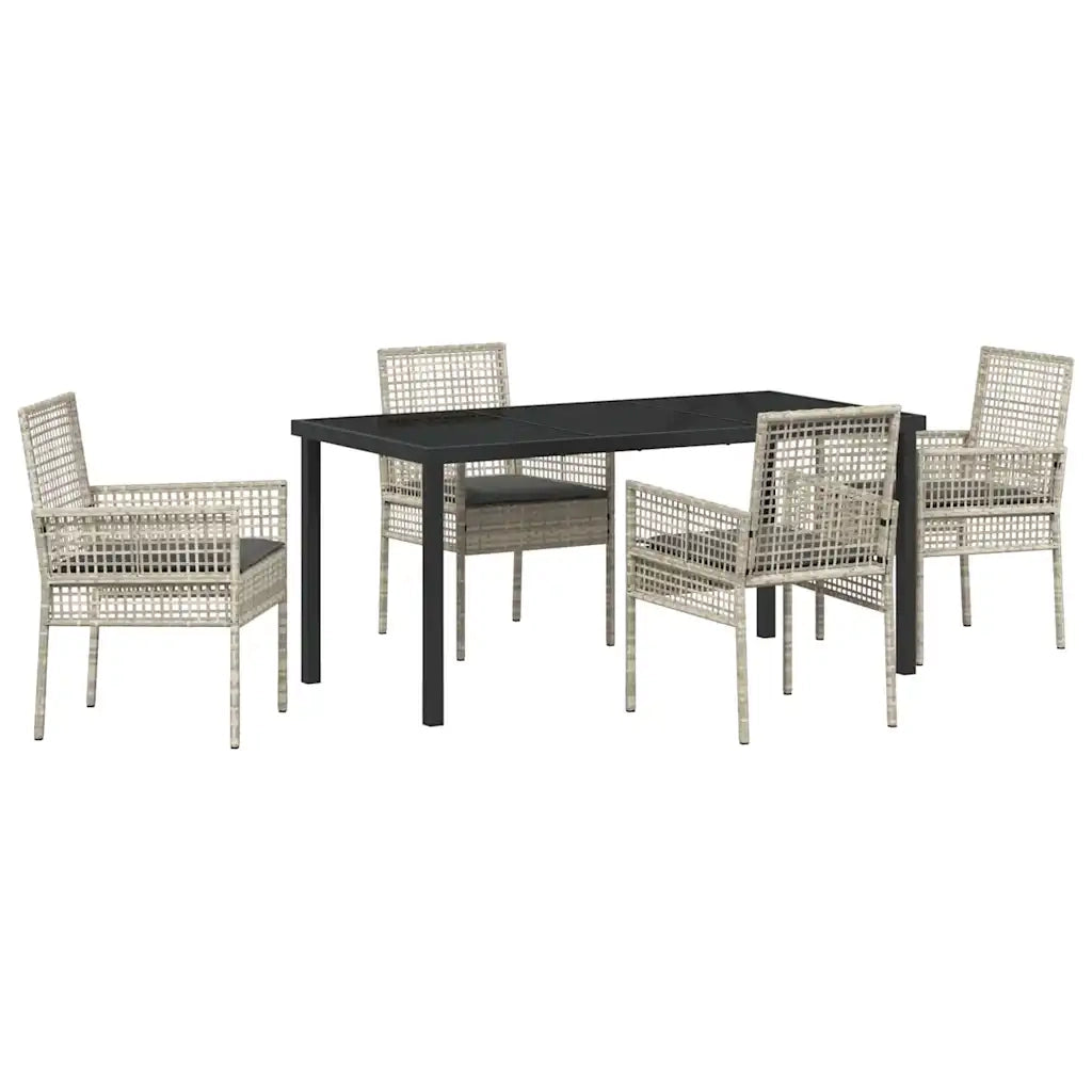 Set da Pranzo per Giardino 5 pcs Grigio chiaro polyrattan