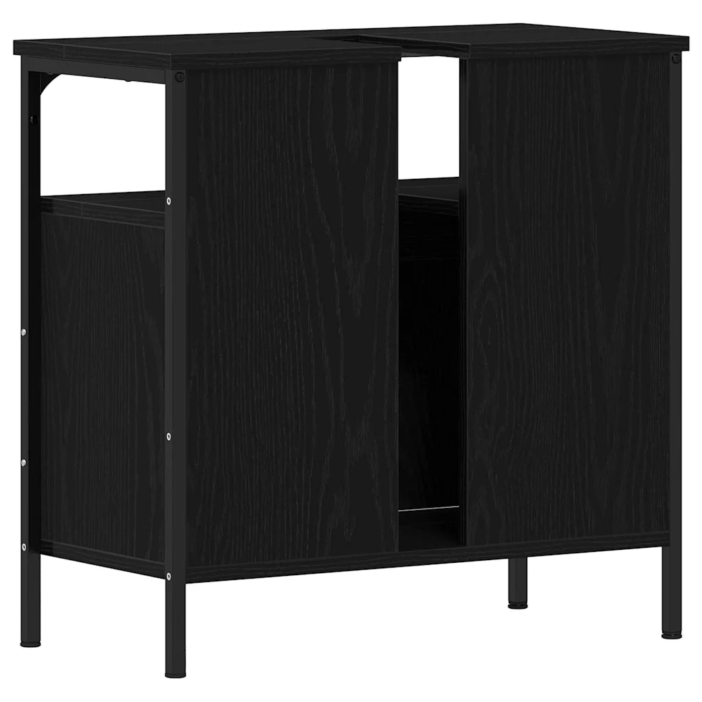 Mobile Lavabo Bagno Rovere Nero 60x30x60cm Legno Multistrato 862234