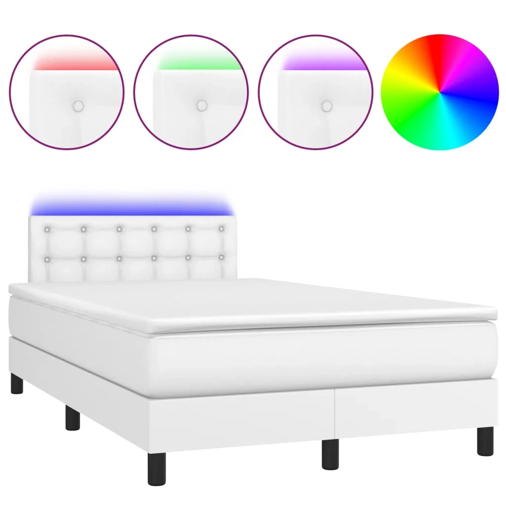 Giroletto Molle con Materasso e LED Bianco 120x200cm Similpelle 3134214