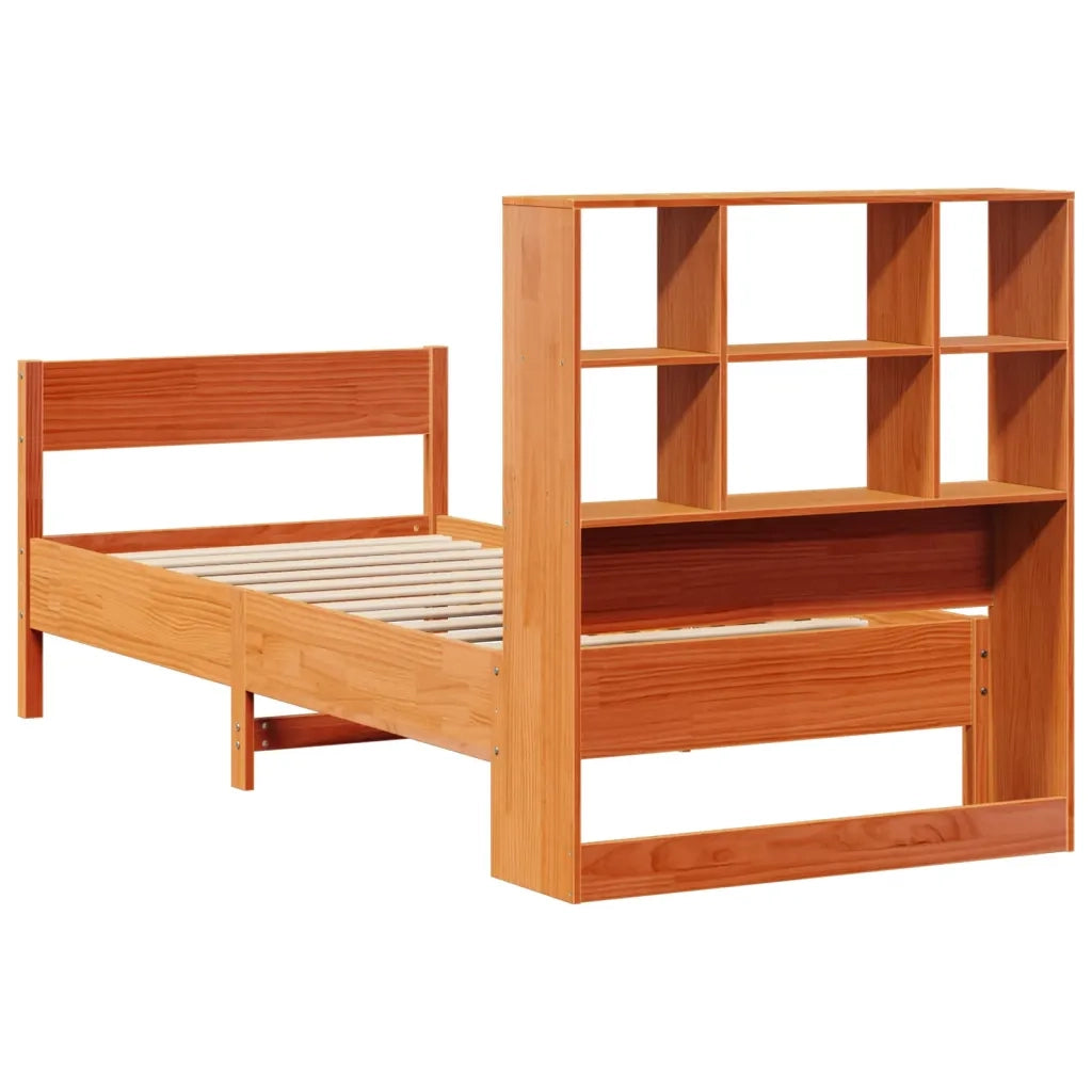 Letto Libreria senza Materasso Marrone Cera 75x190 cm in Pino 3323013