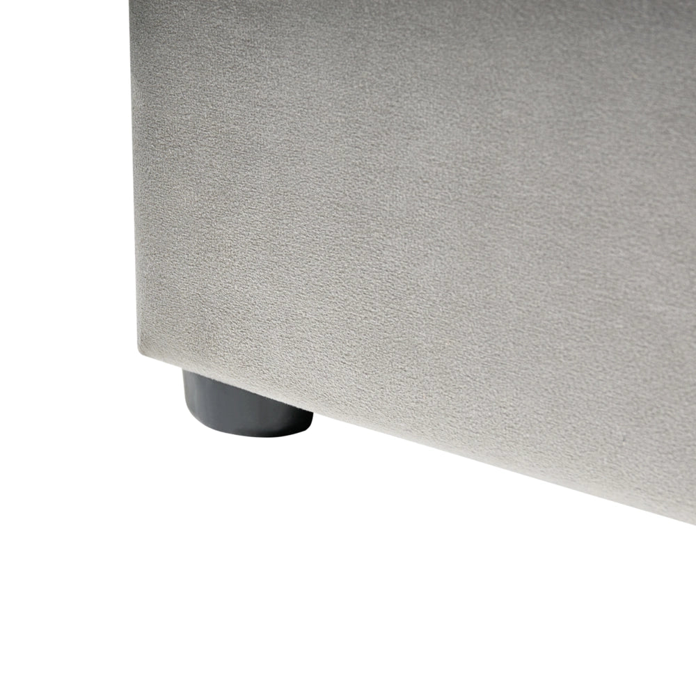 Letto contenitore velluto grigio chiaro e argento 140 x 200 cm glamour elegante