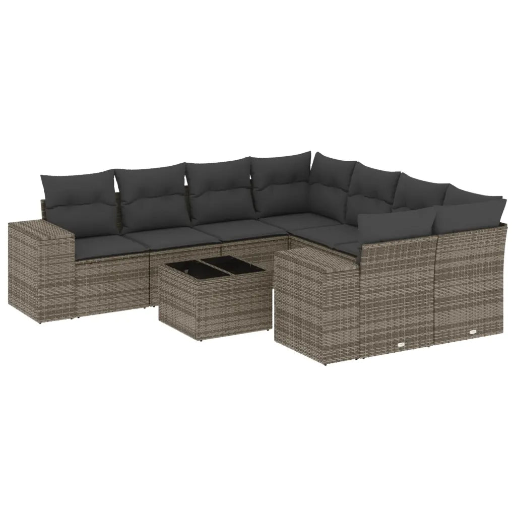 Set Divano da Giardino 9 pz con Cuscini Grigio in Polyrattancod mxl 90813