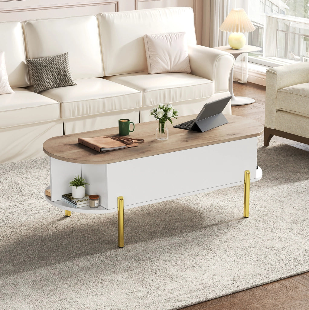 Tavolino da caffè elevabile 120x50 cm con vano contenitore