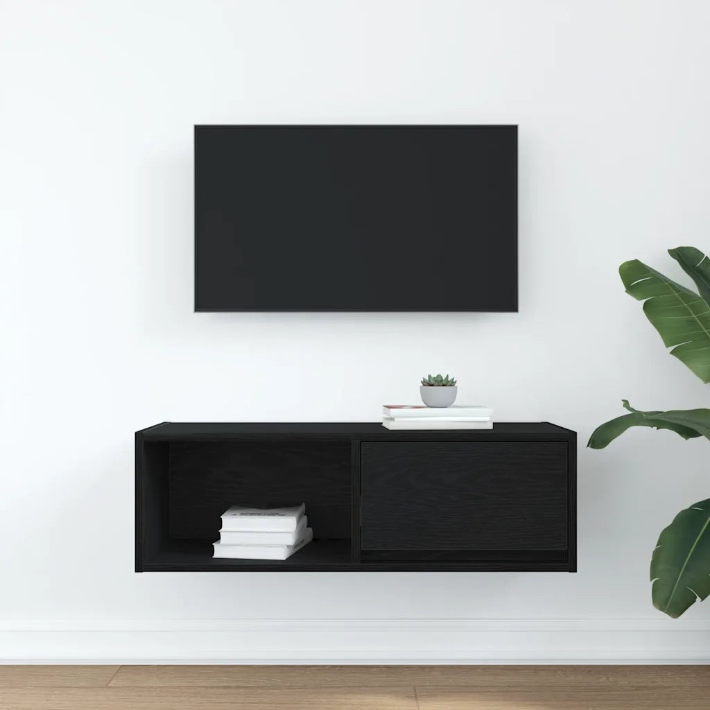 Mobile Porta TV Rovere Nero 80x31x25,5 cm in Legno Multistrato
