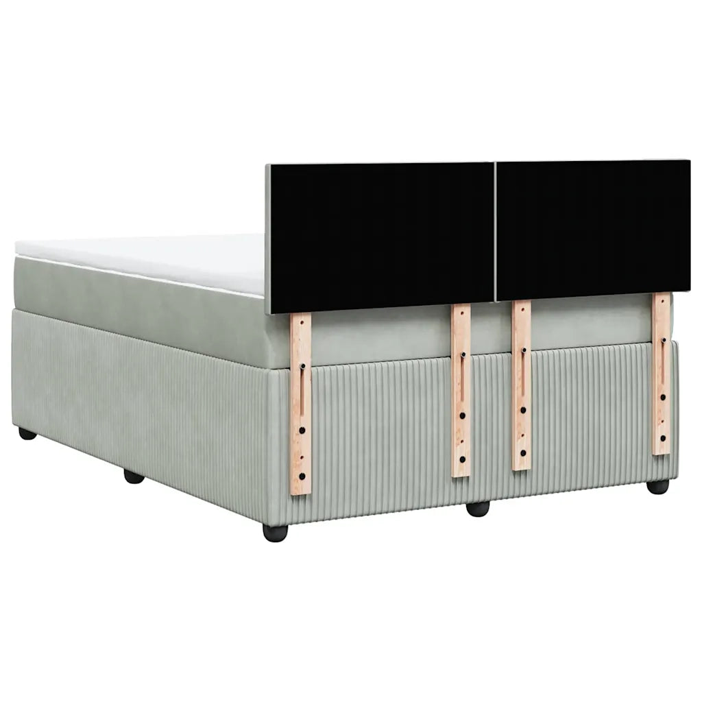 Giroletto a Molle con Materasso Grigio Chiaro 160x200cm Velluto 3290076