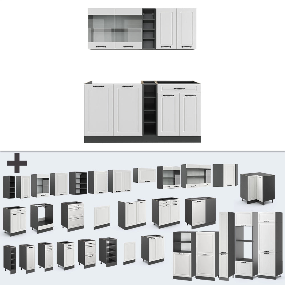 Vicco Cucina completa Bianco casa di campagna/antracite 160 cm , PL Antracite