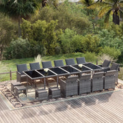 Set da Pranzo per Giardino 19 pz con Cuscini Polyrattan Grigio cod mxl 35999
